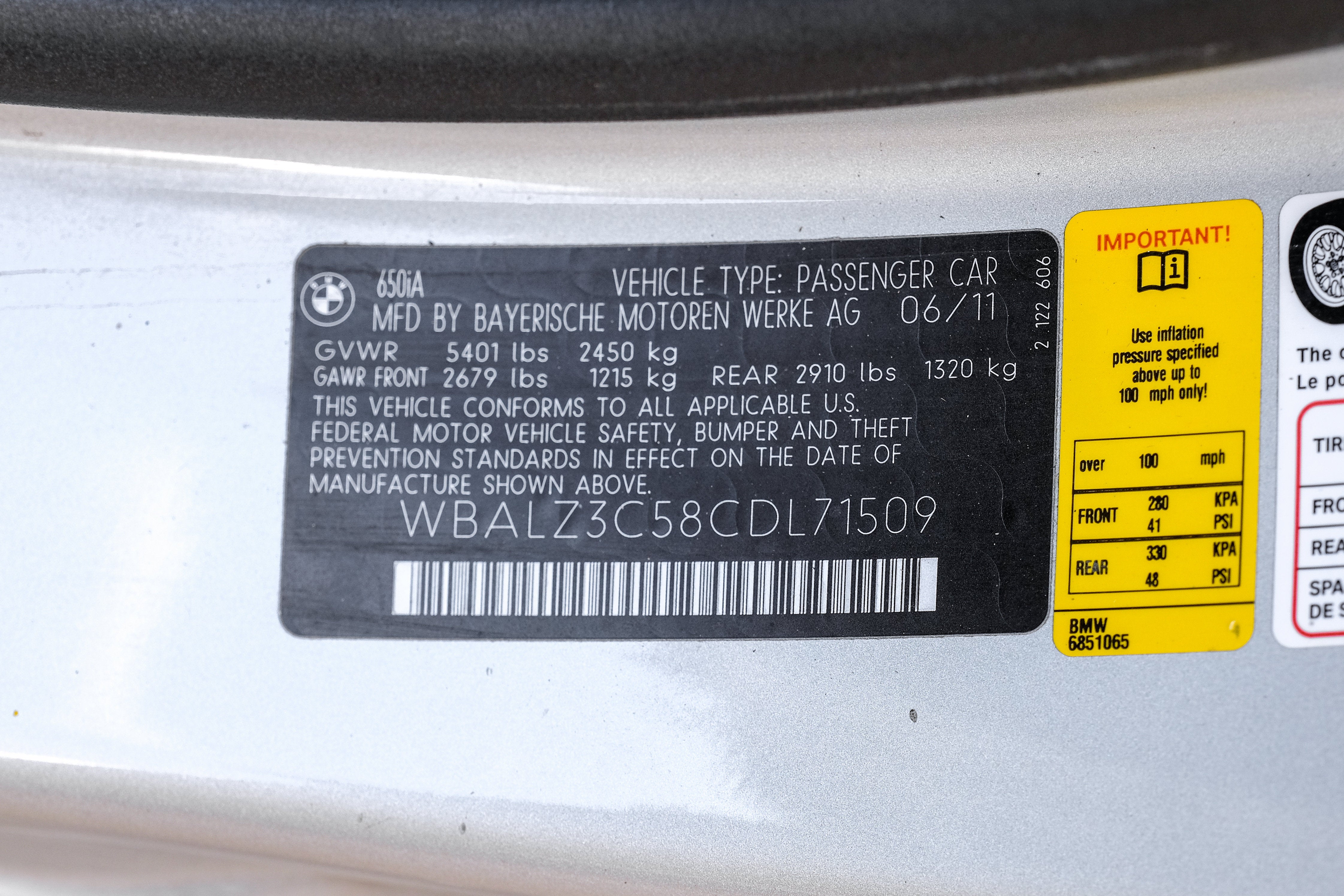 2012 BMW 6 Series 650i